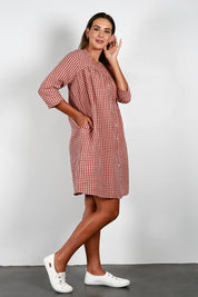 Jana Dress - Brick Check