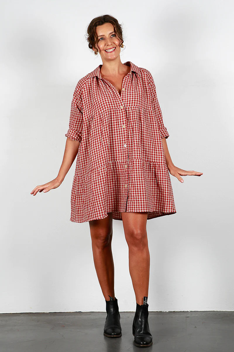 Lois Shirt - Brick Check