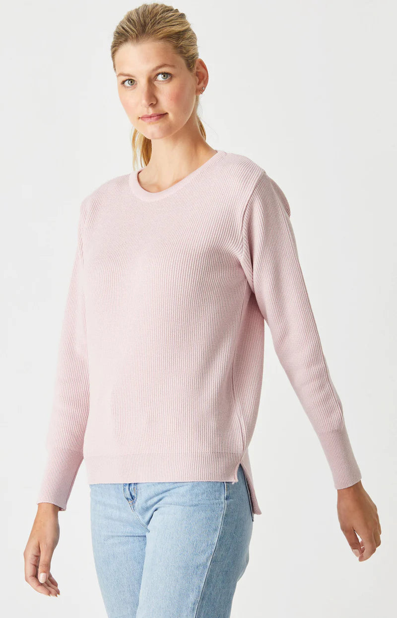 Merino Long Ribbed Crew Knit - Pink