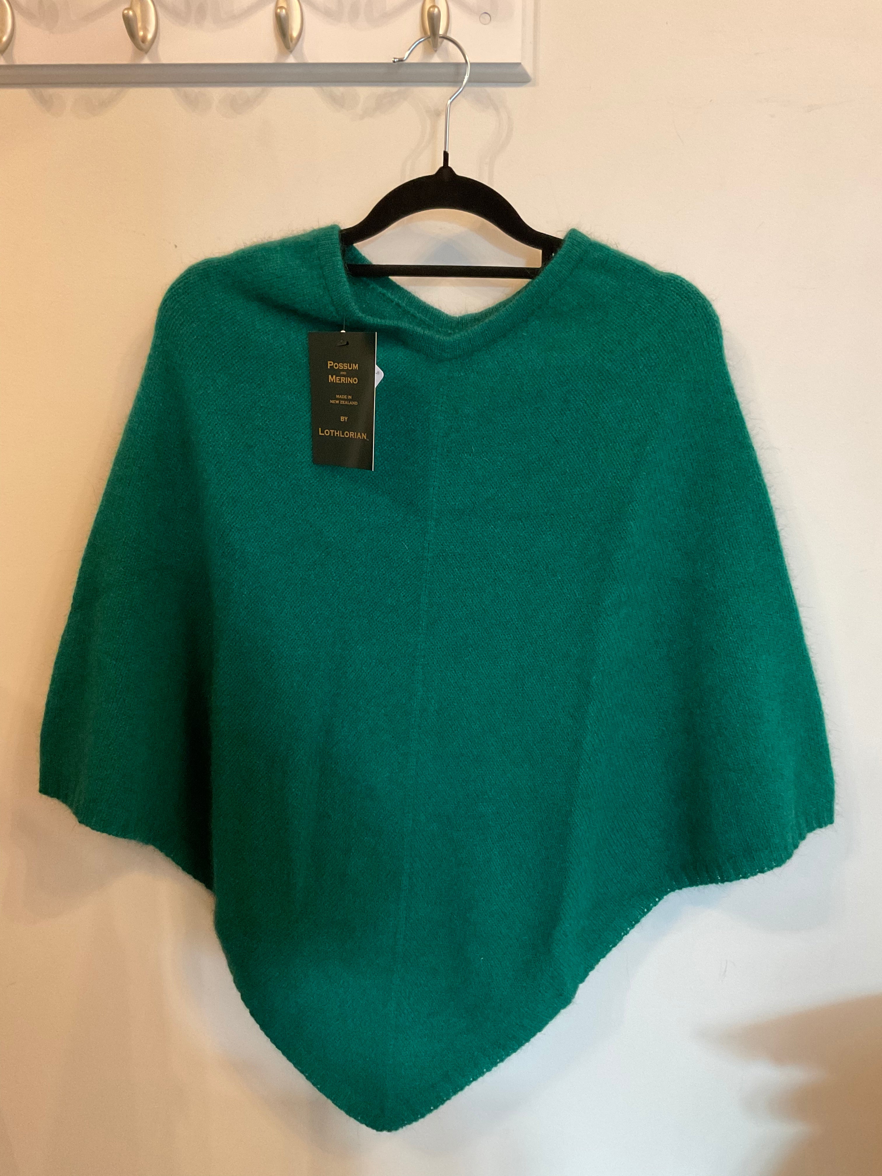 Possum/Merino Poncho - Berry