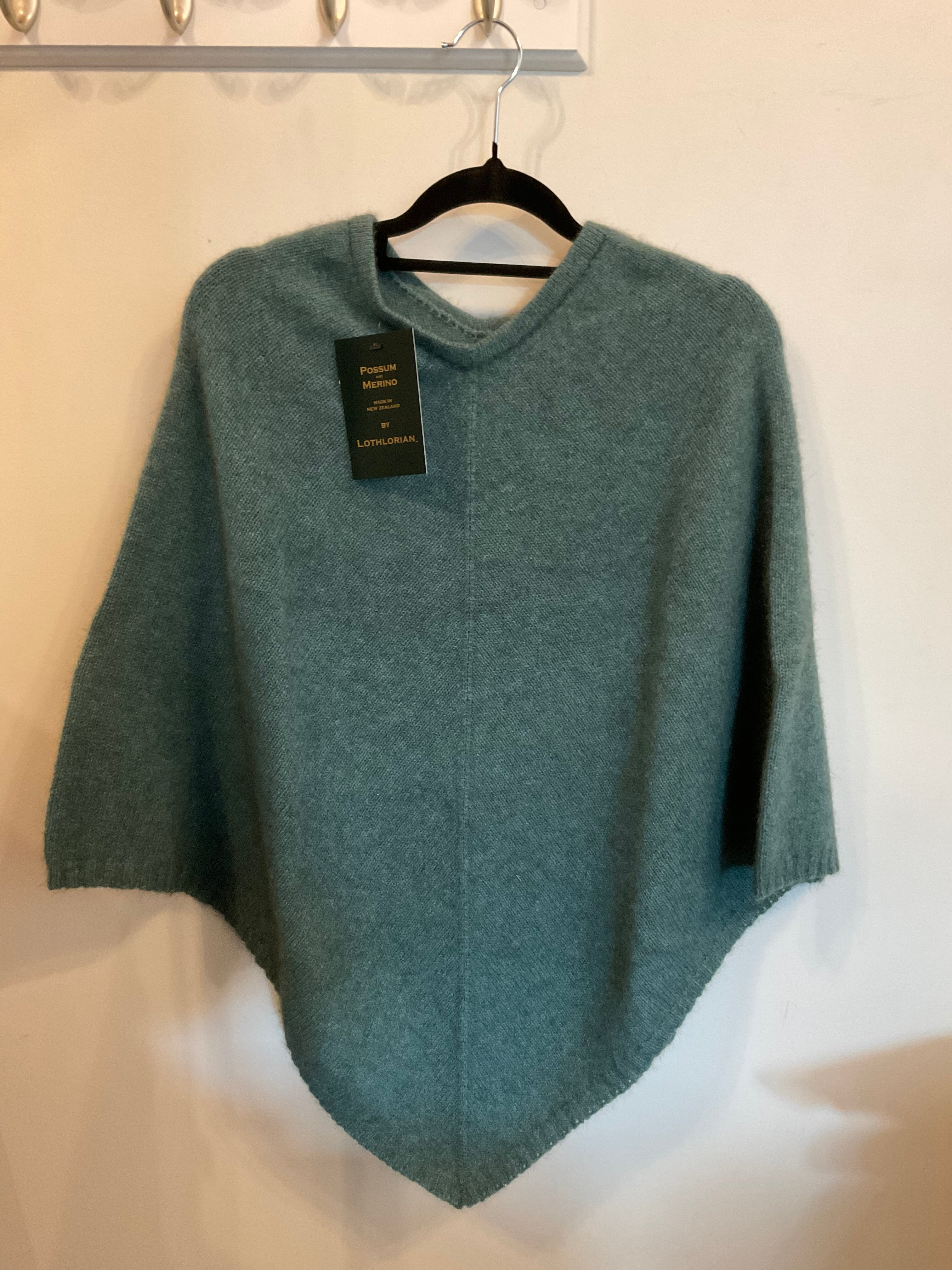 Possum/Merino Poncho - Berry