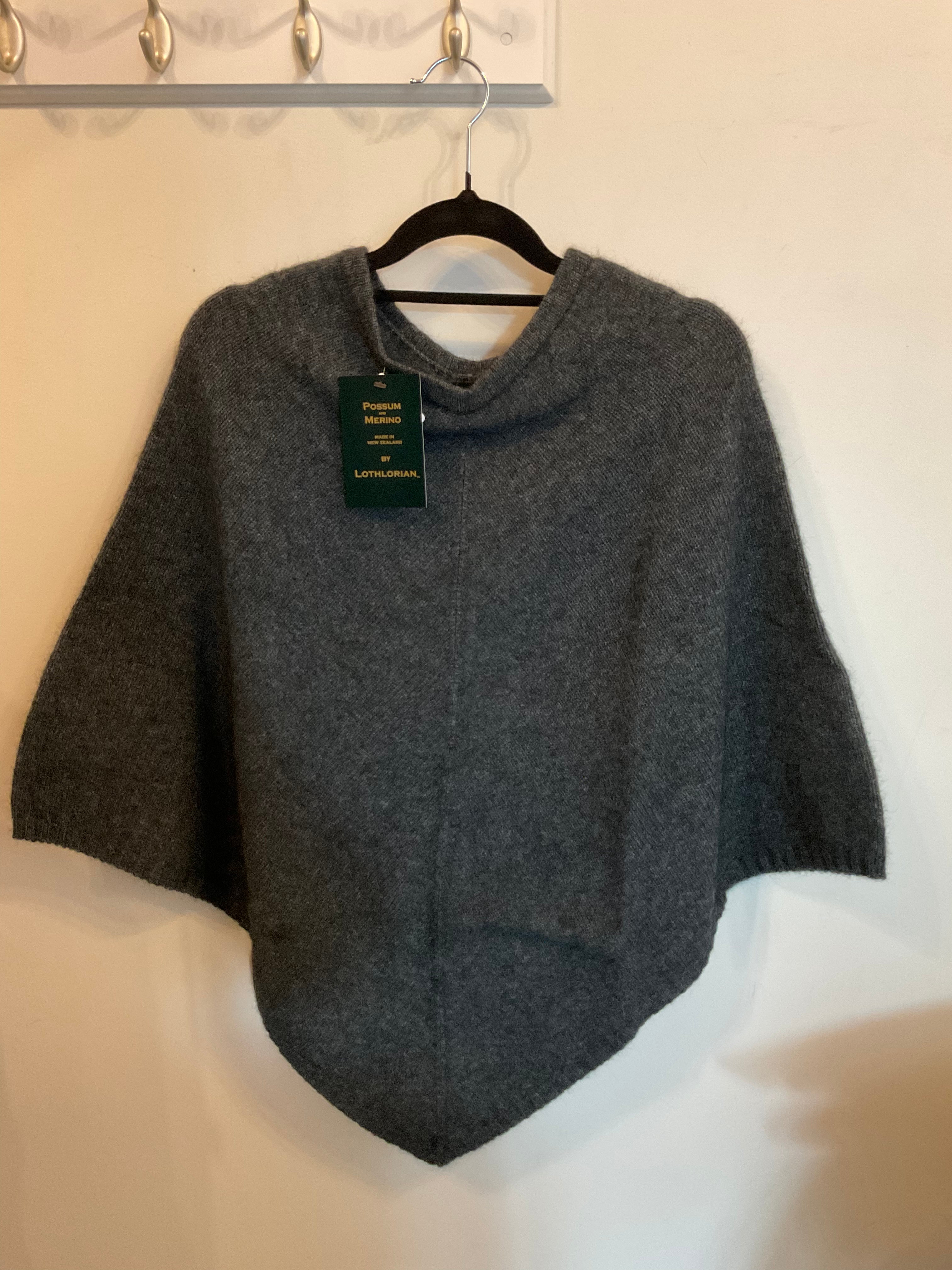 Possum/Merino Poncho - Berry