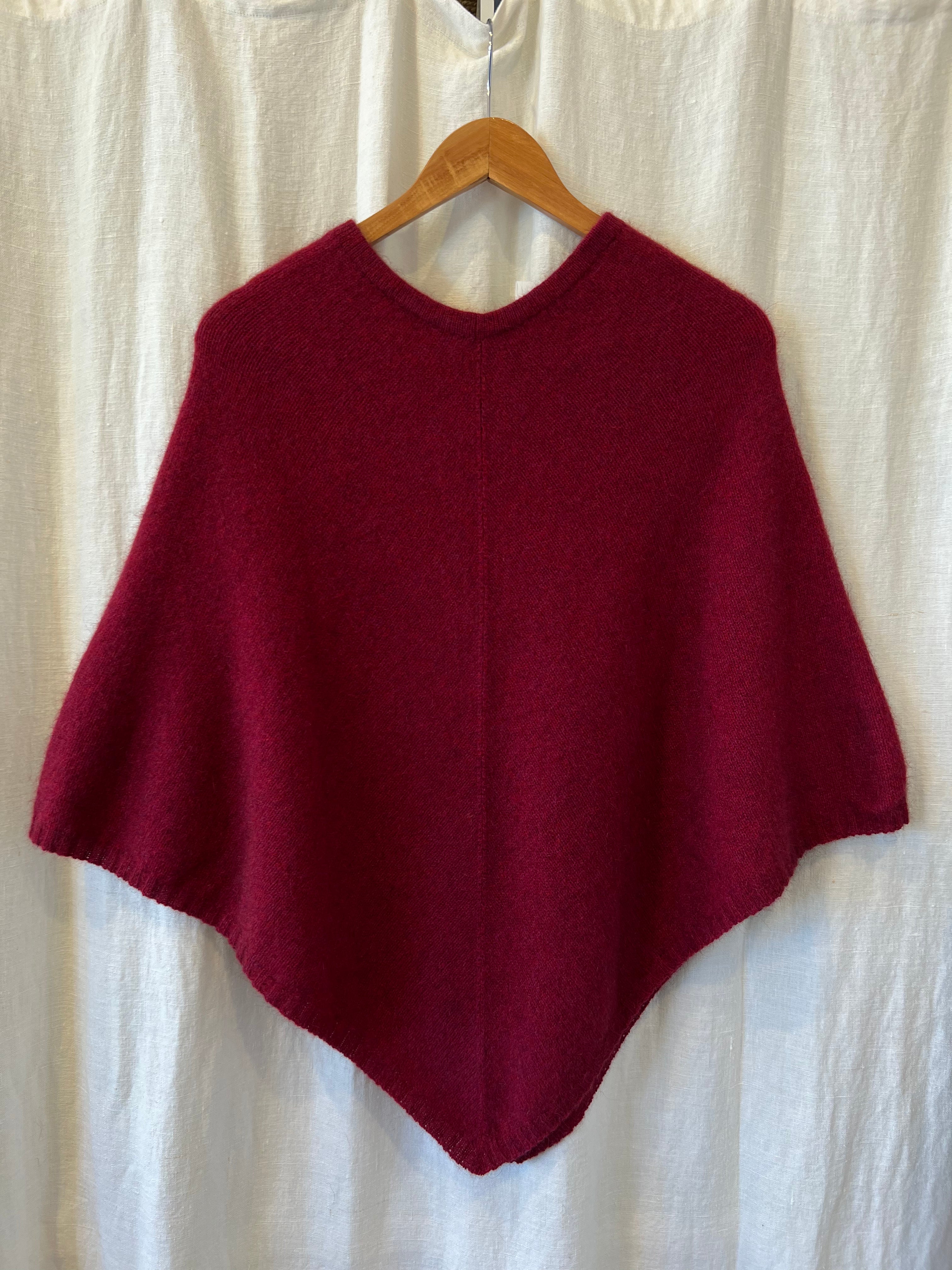 Possum/Merino Poncho - Berry