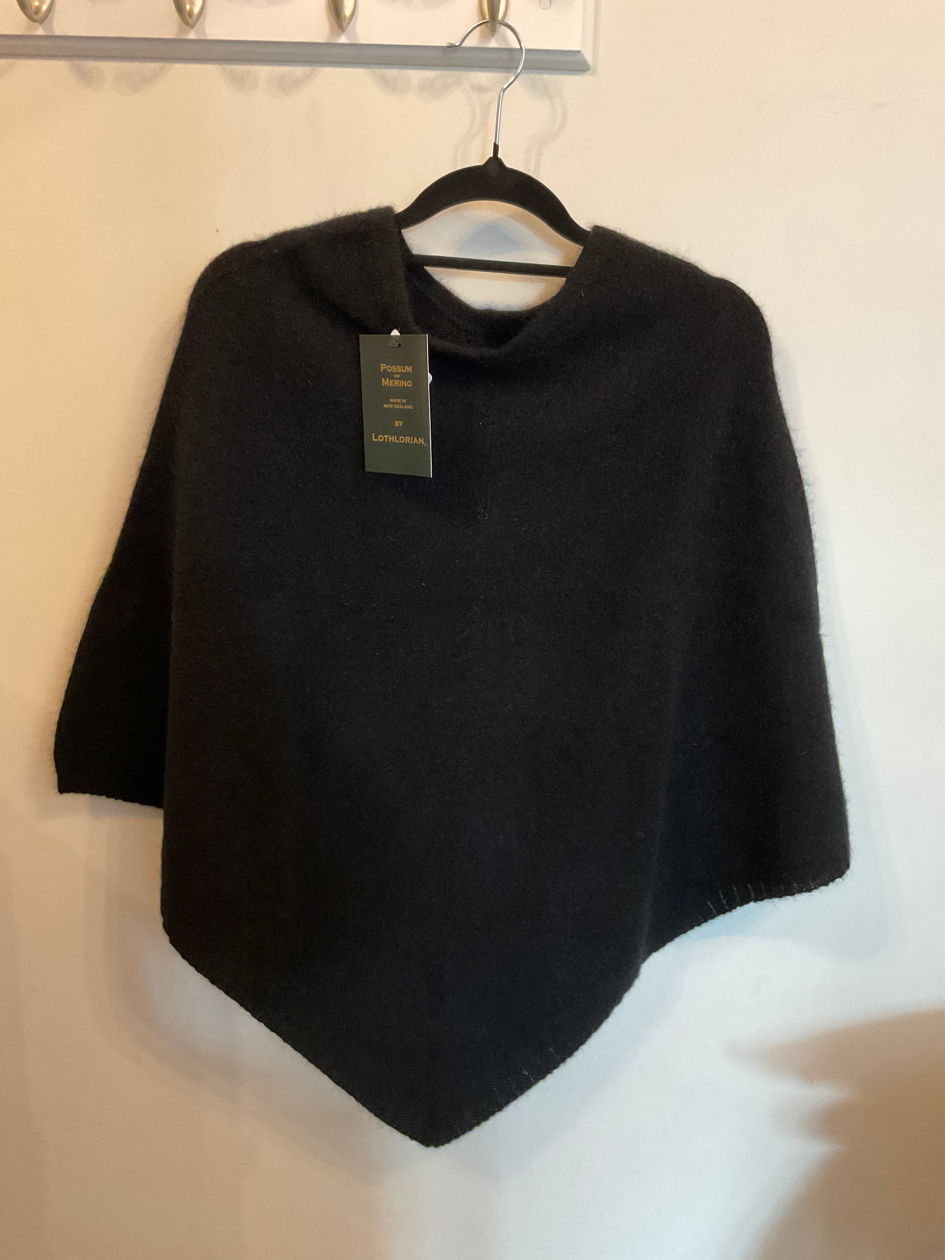 Possum/Merino Poncho - Berry
