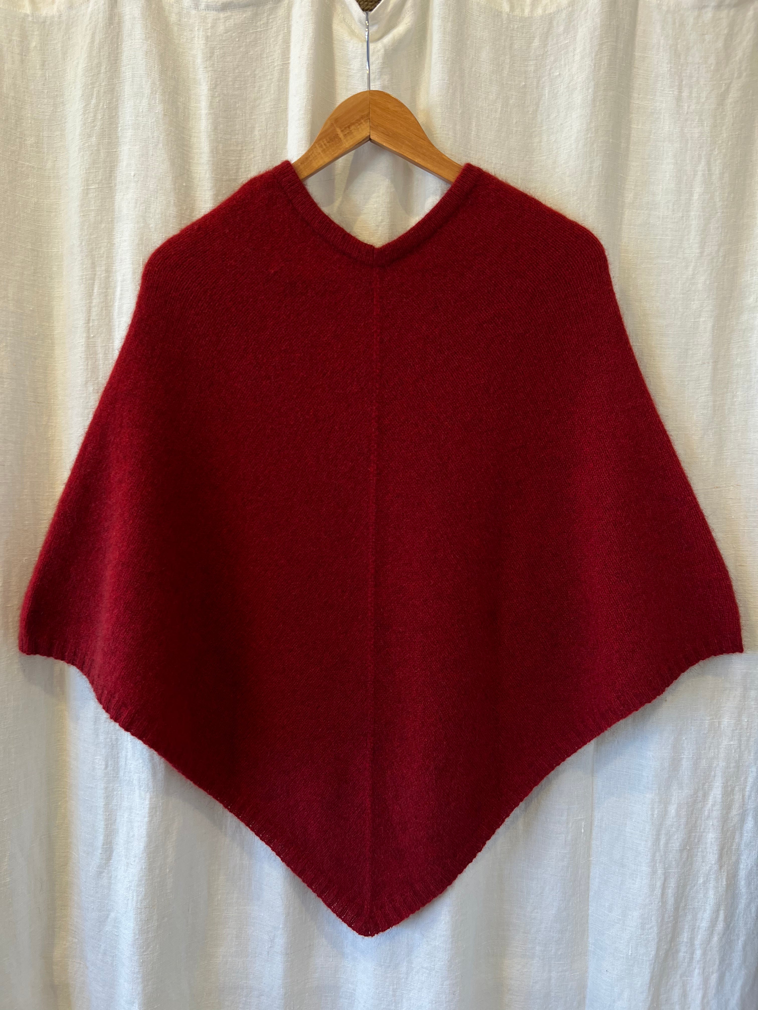 Possum/Merino Poncho - Berry