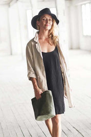 Linen Slip Dress - Black
