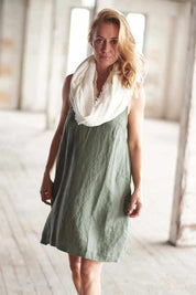 Linen Slip Dress - Khaki