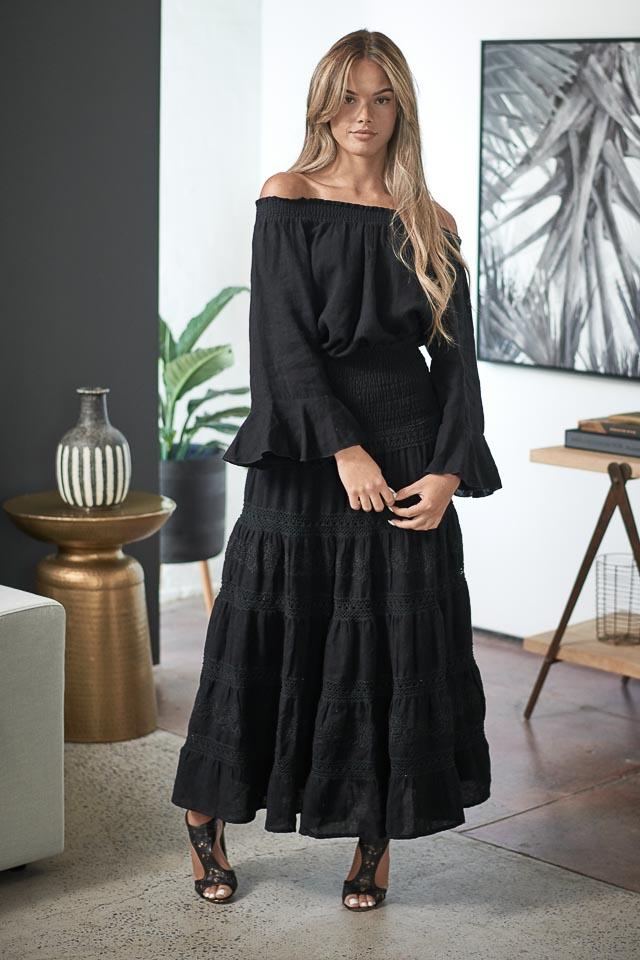 Mayla Linen Skirt - Black