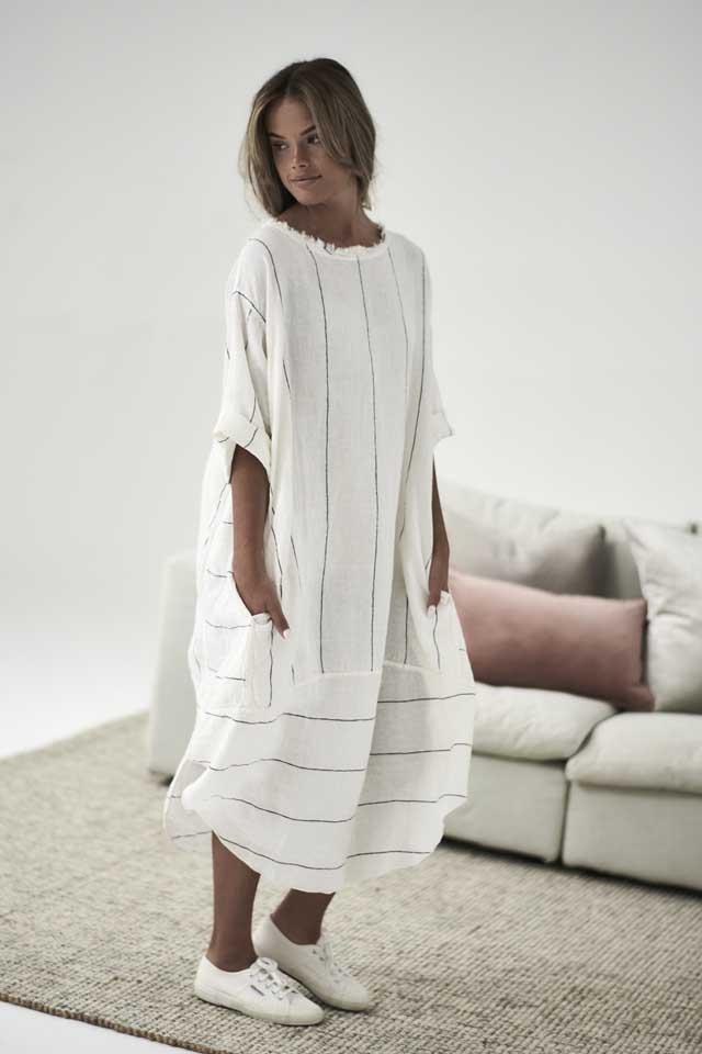 Eadie Malle Linen Dress -Carter  White