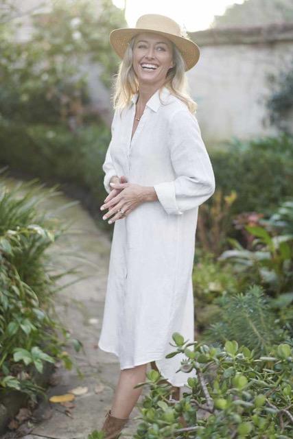 White linen shirt dress outlet