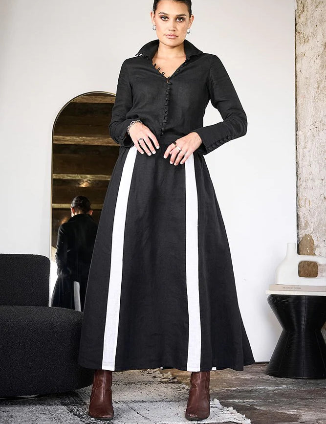 Eadie_Lifestyle_Alexa_Linen_Blouse_Black_Marco_Linen_Skirt_Black_2557.webp