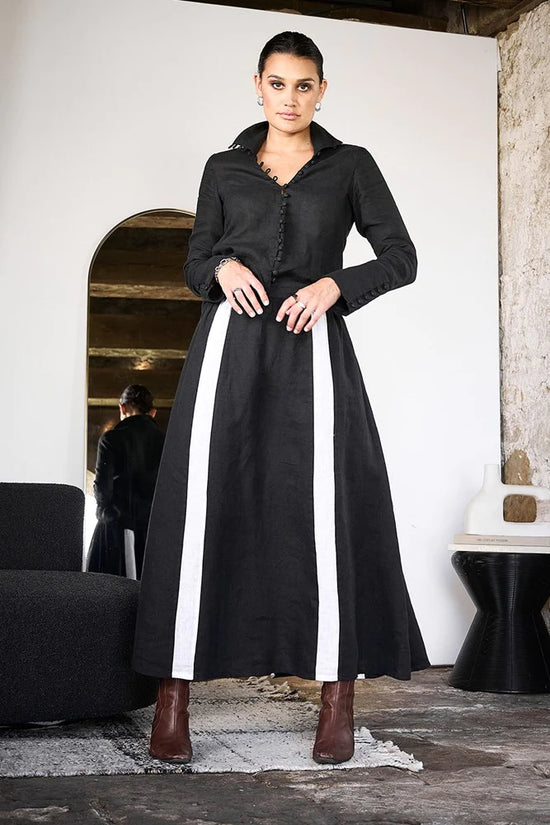 Macro Linen Skirt - Black