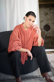 Allegra Linen Blouse - Rust