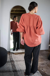 Allegra Linen Blouse - Rust