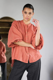 Allegra Linen Blouse - Rust