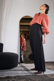 Allegra Linen Blouse - Rust