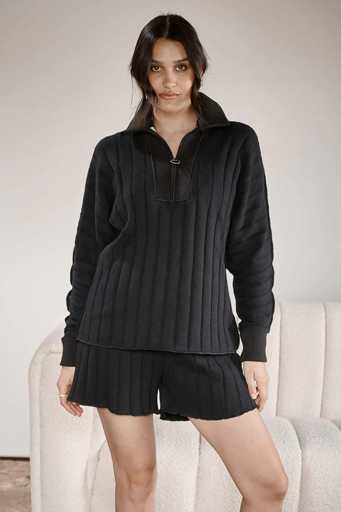 Catalina Zip Sweater - Black