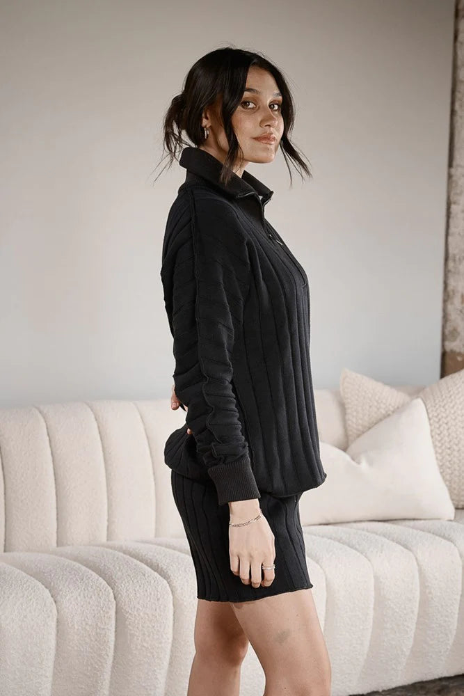 Catalina Zip Sweater - Black