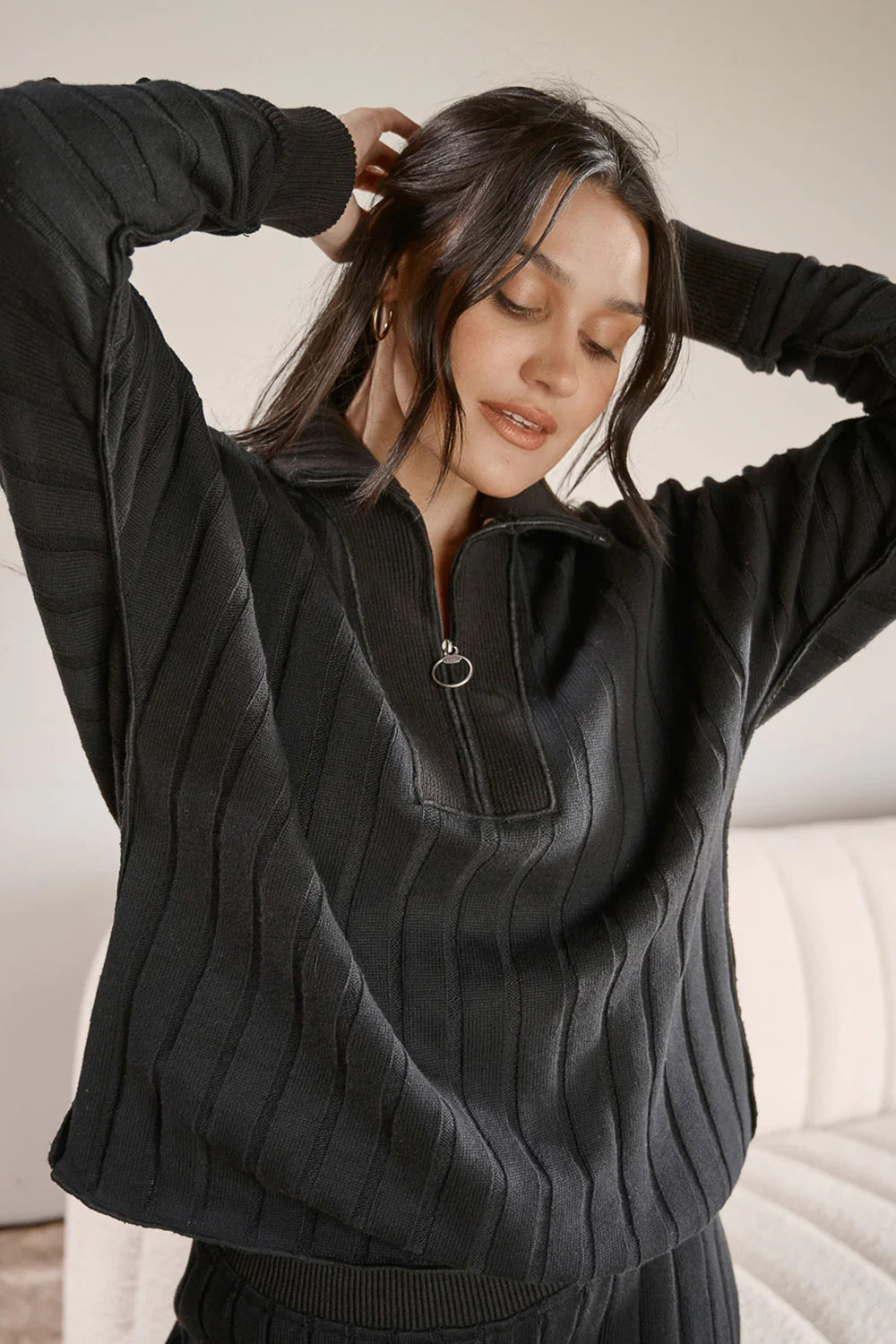 Catalina Zip Sweater - Black