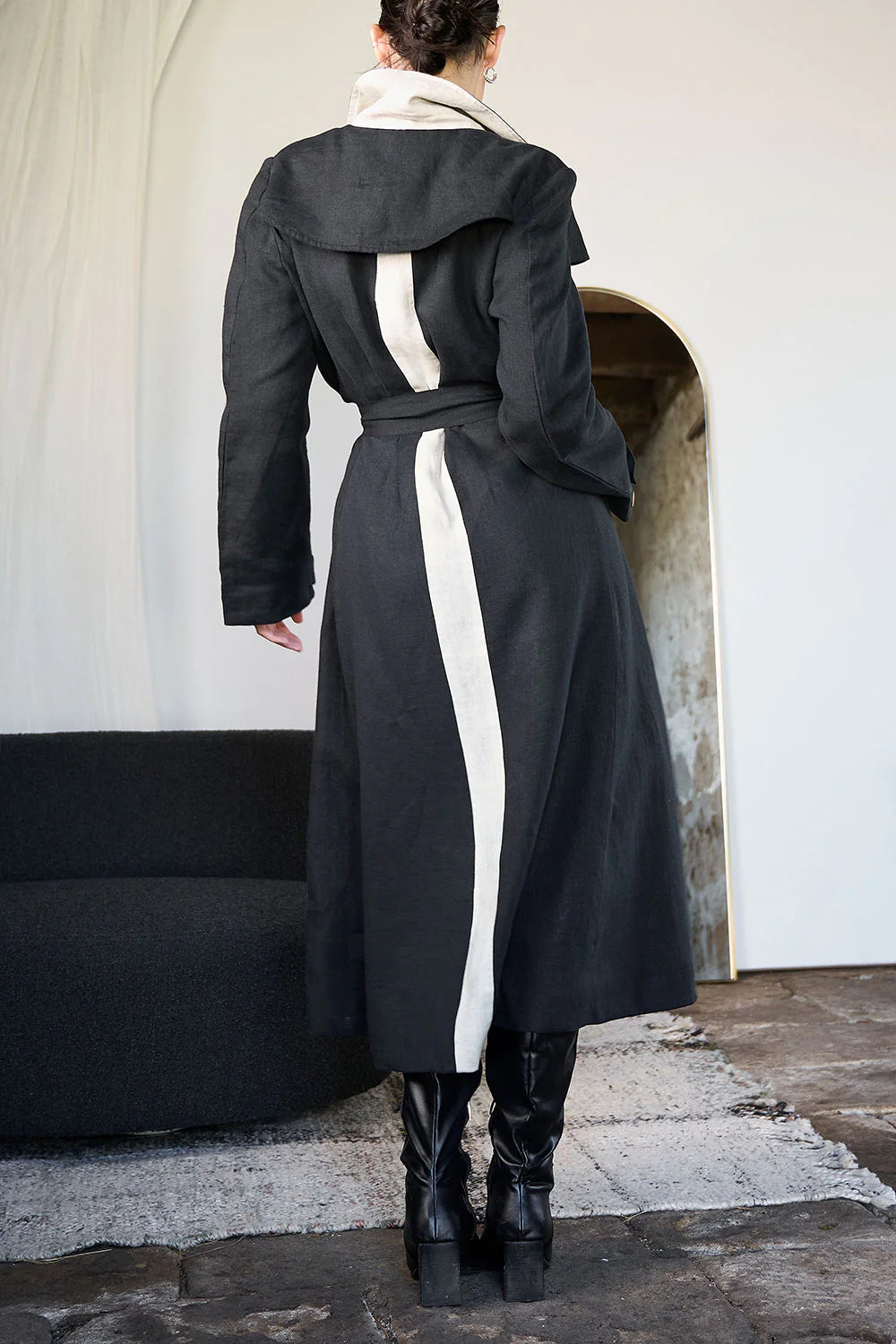 Linen Trench Coat - Black