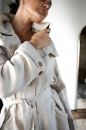 Linen Trench Coat - Natural