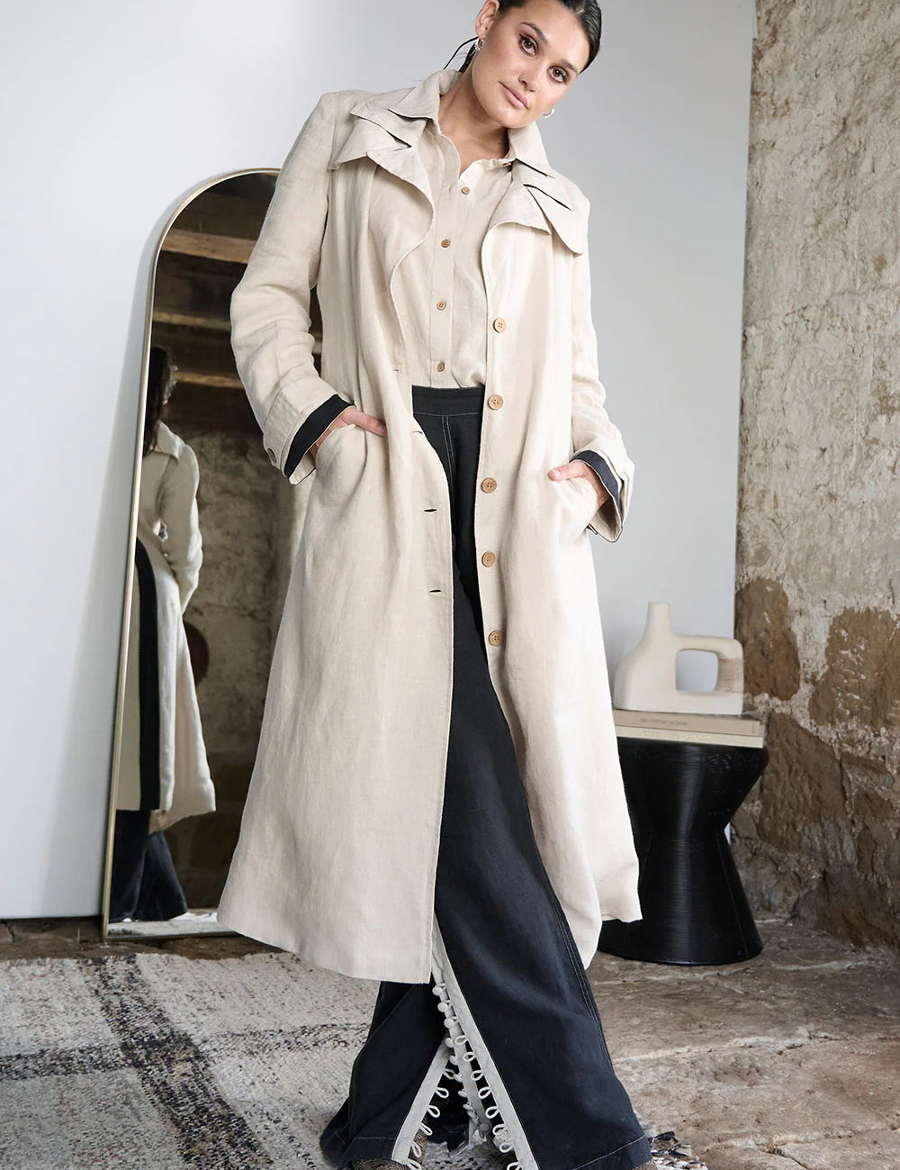 PC BELLE EPOQUE LINEN DOUBLE COAT PC BELLE EPOQUE LINEN DOUBLE COAT