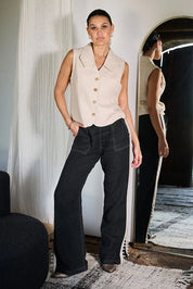 Muse Linen Vest - Natural