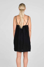 Linen Slip Dress - Black