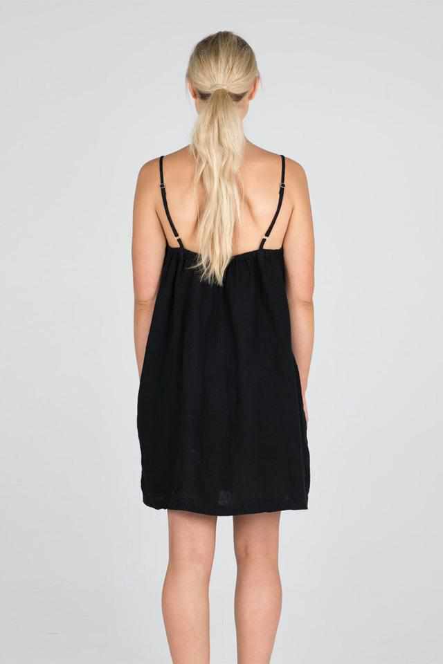 Linen Slip Dress - Black