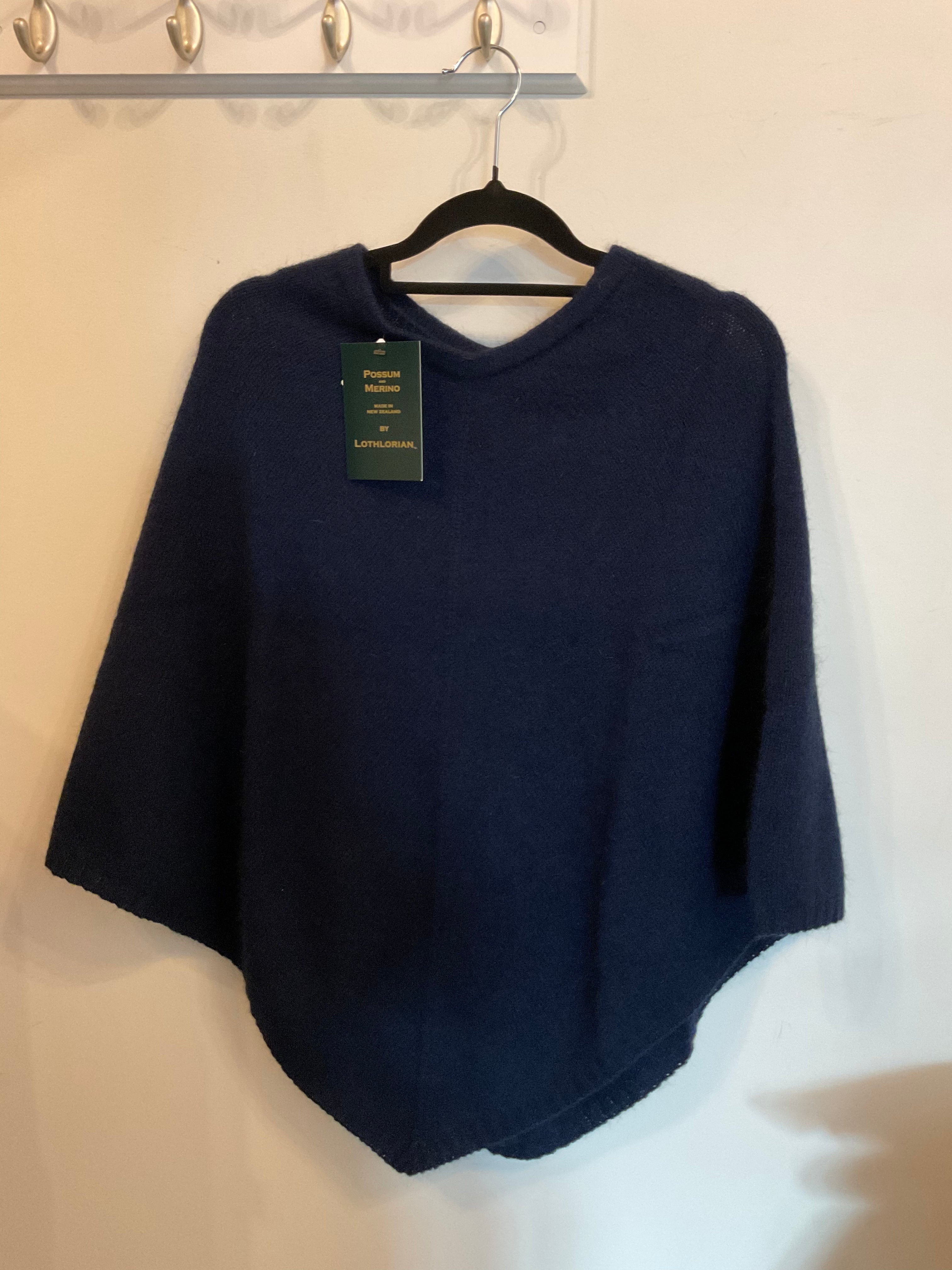 Possum/Merino Poncho - Berry