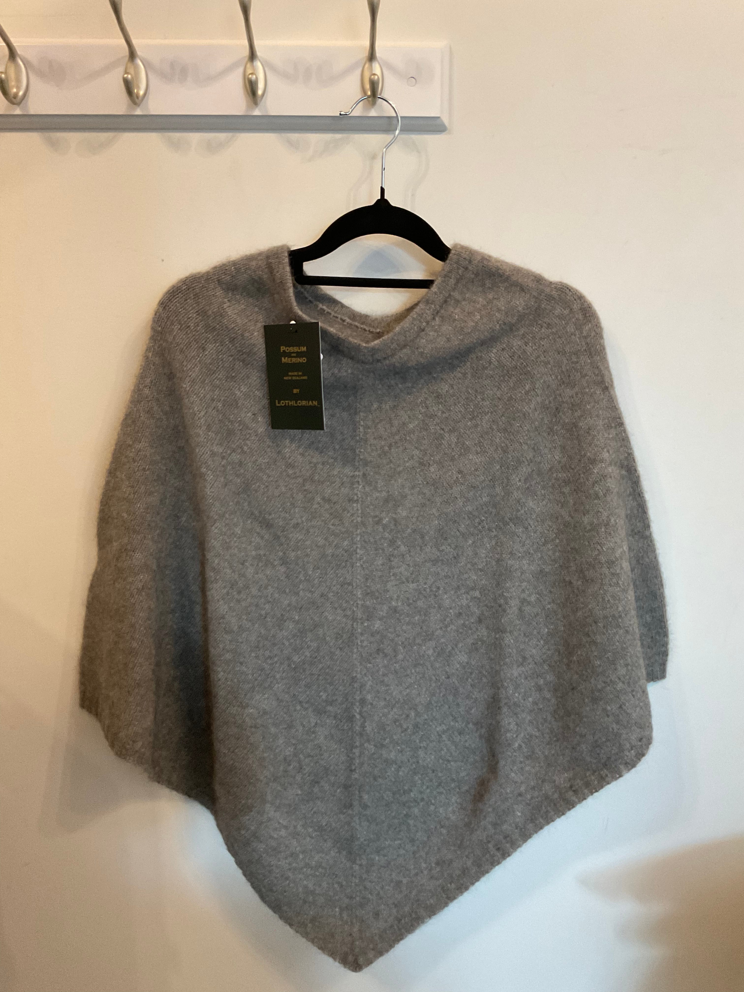 Possum/Merino Poncho - Berry