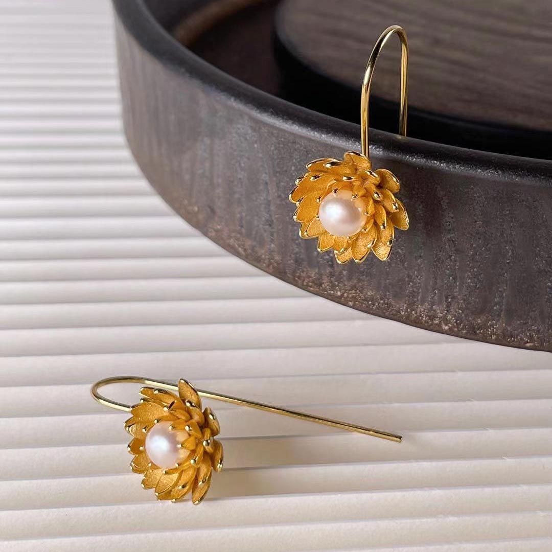 Lotus Hook Earrings