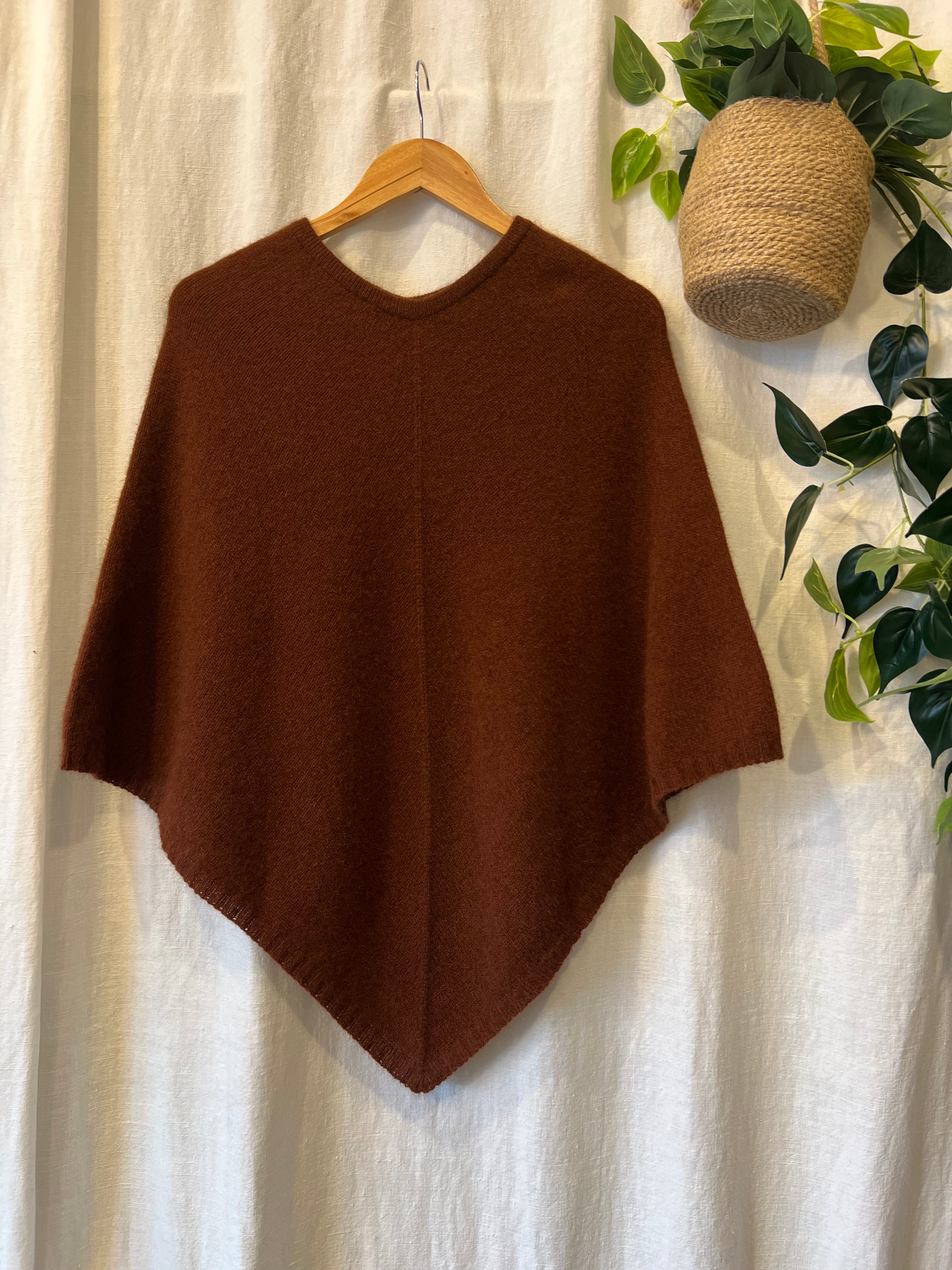 Possum/Merino Poncho - Berry