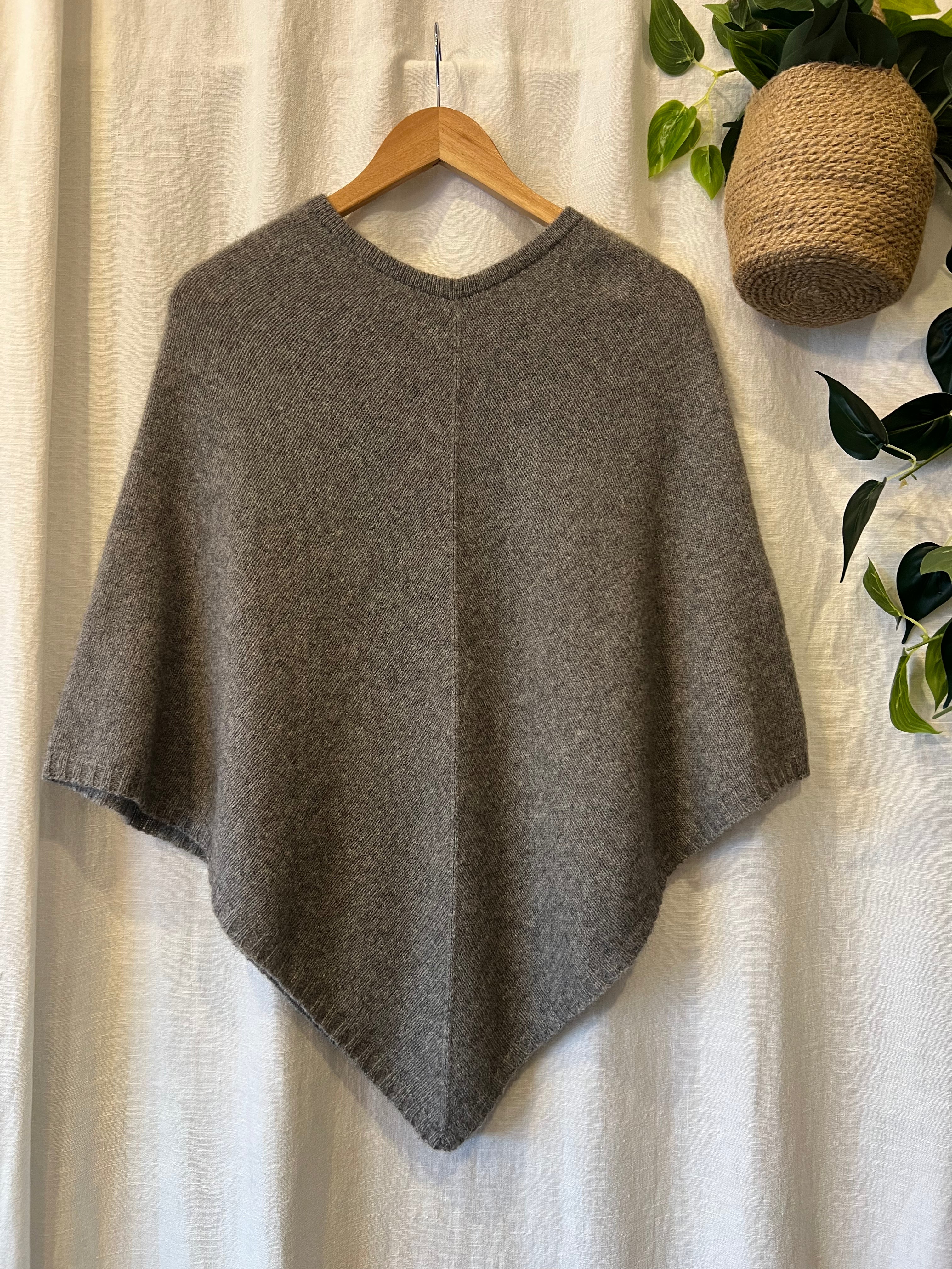 Possum/Merino Poncho - Berry