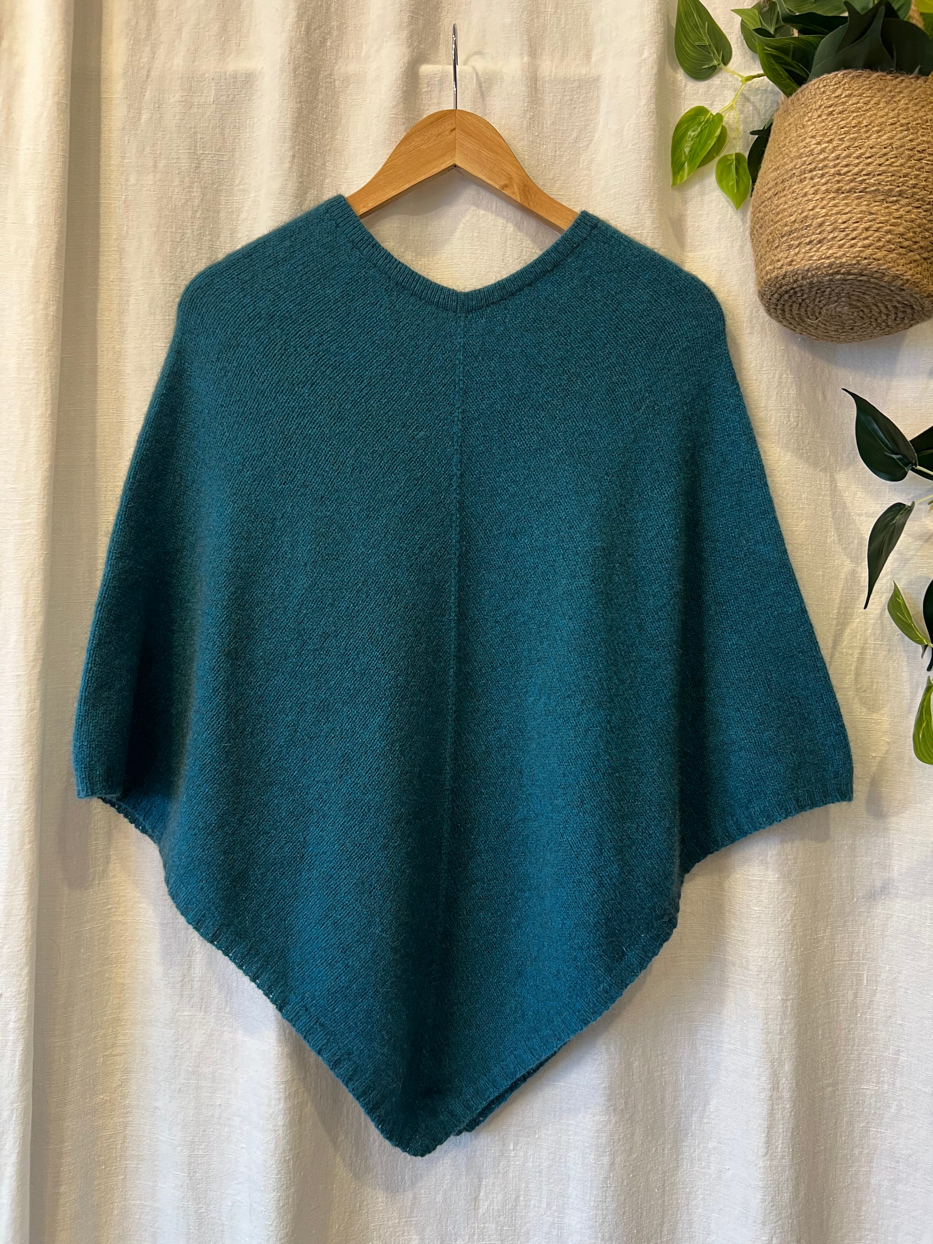 Possum/Merino Poncho - Berry