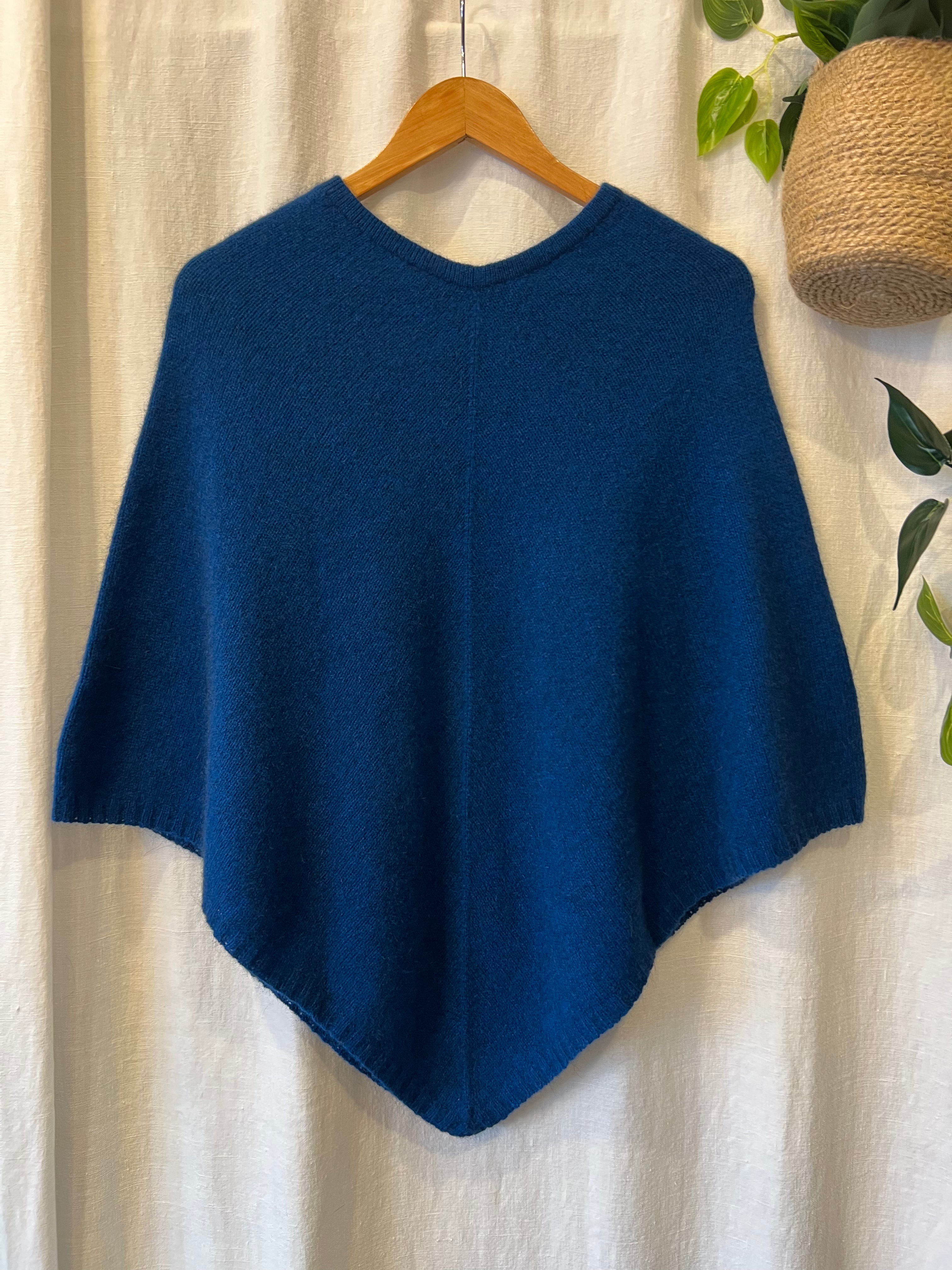 Possum/Merino Poncho - Berry