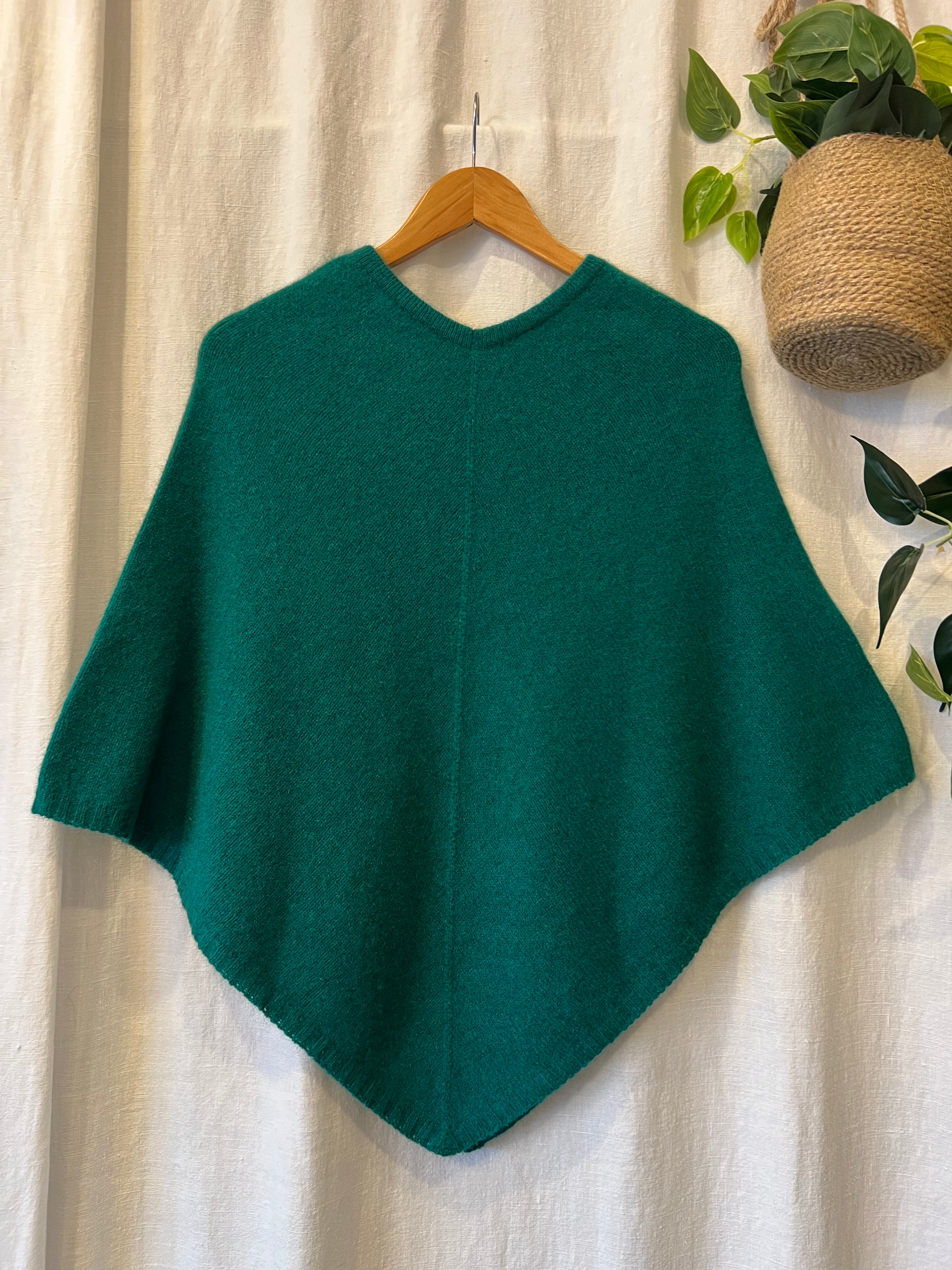 Possum/Merino Poncho - Berry