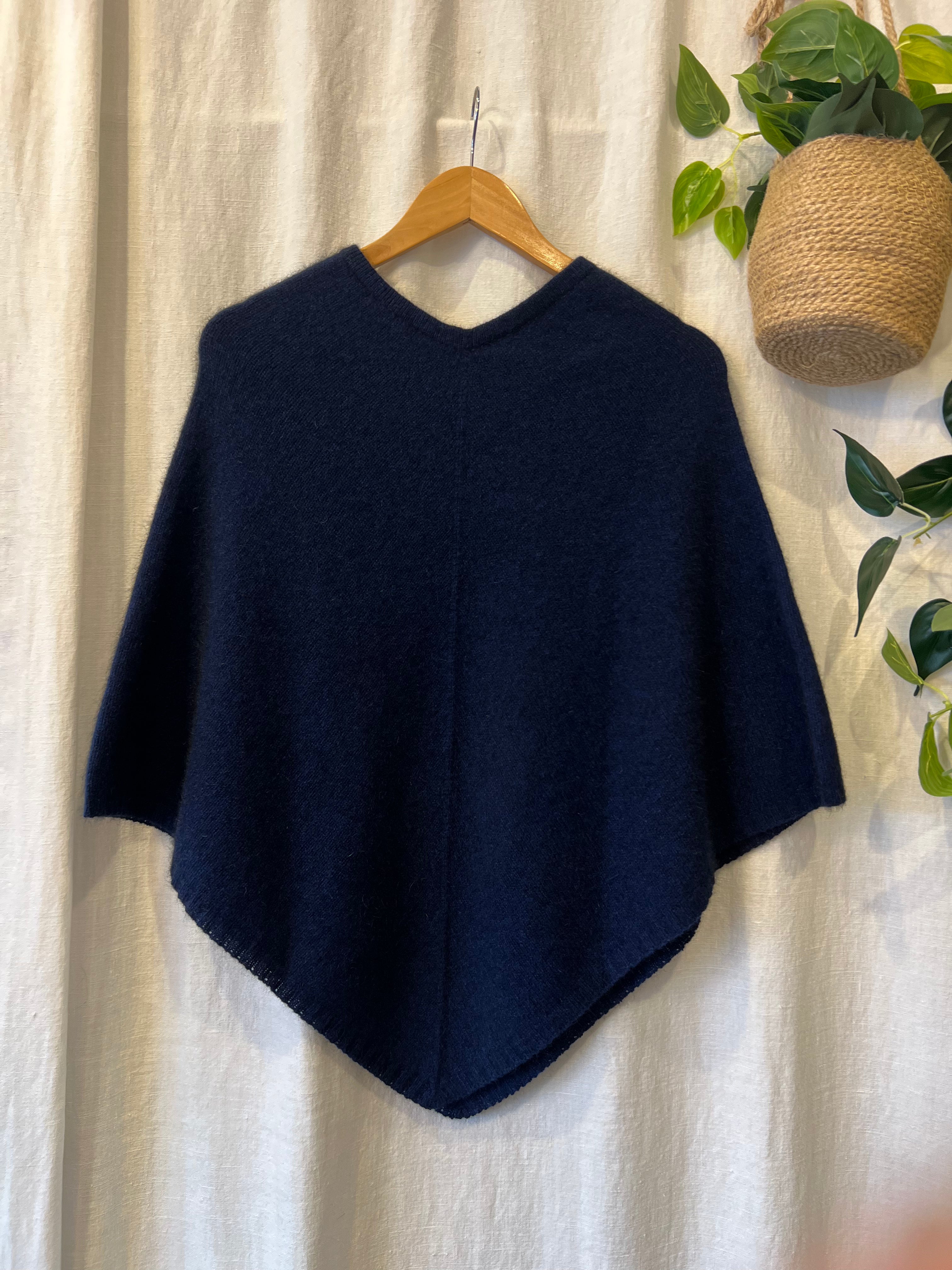Possum/Merino Poncho - Berry