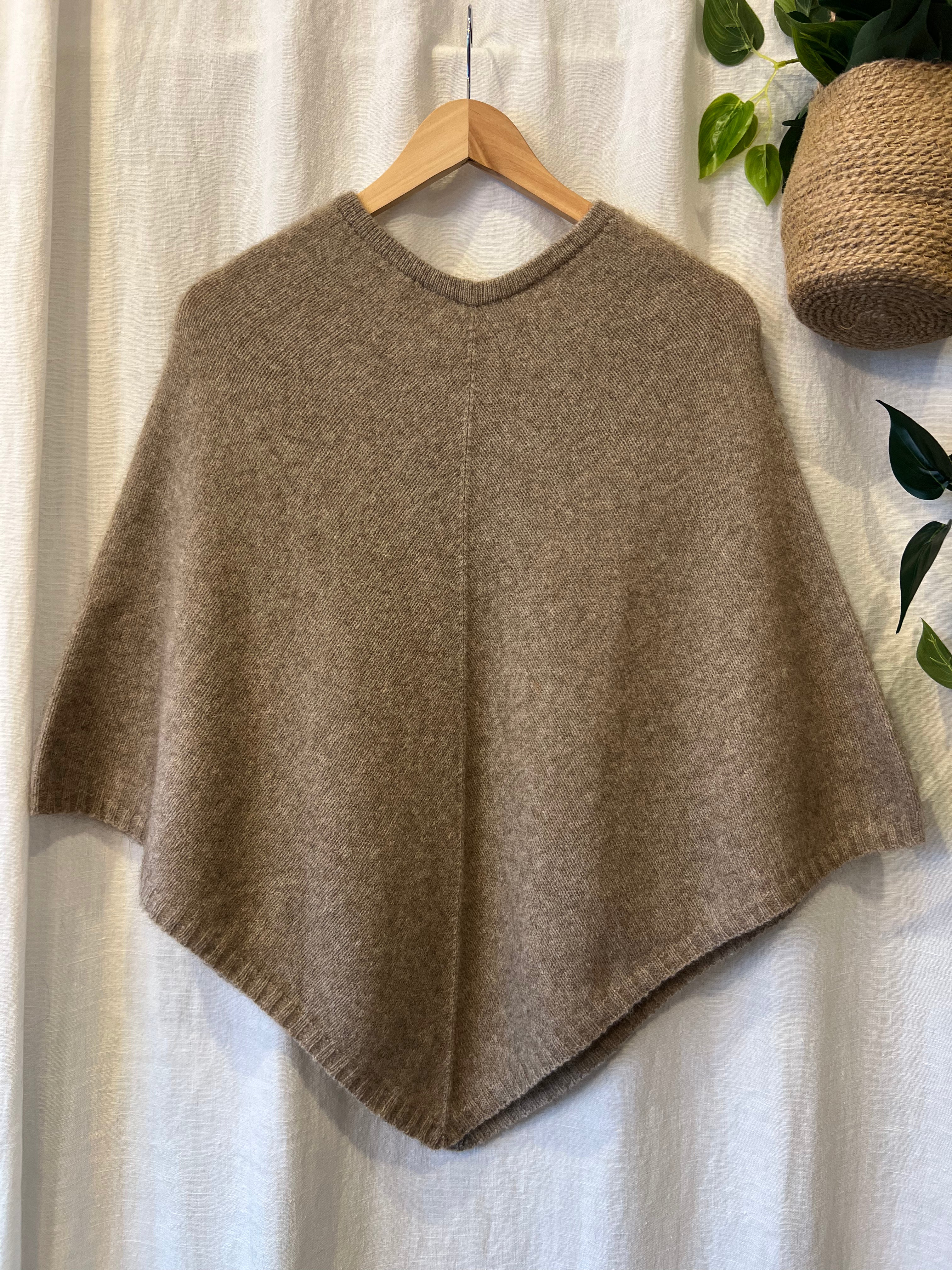 Possum/Merino Poncho - Berry