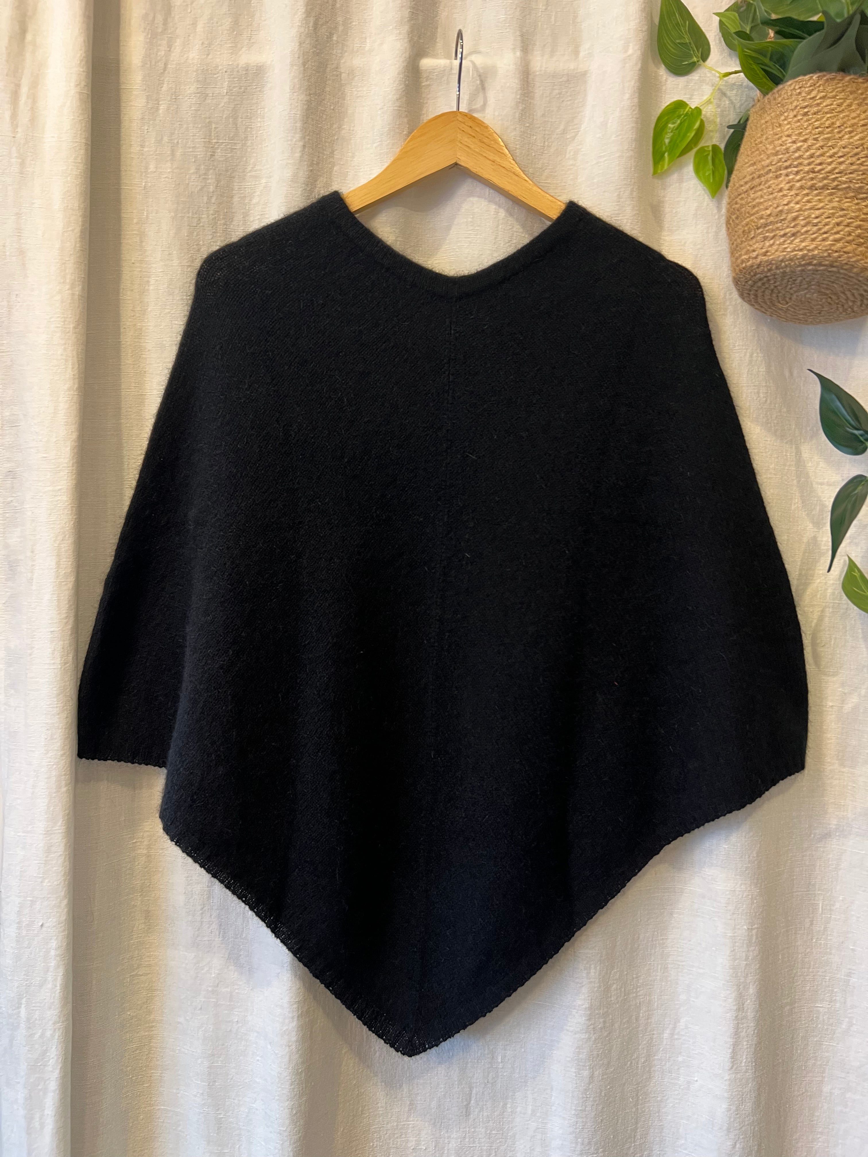 Possum/Merino Poncho - Berry