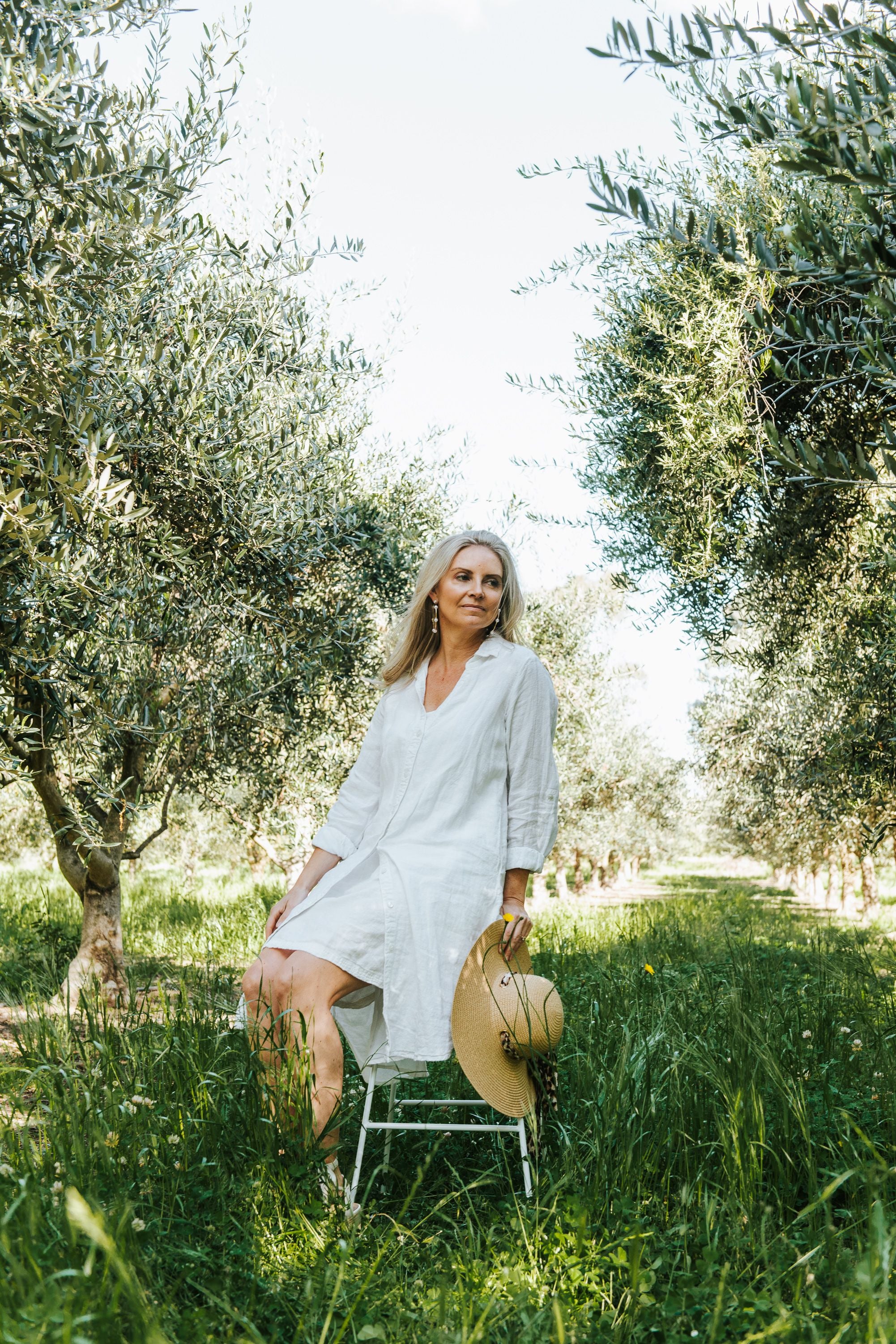 Linen Shirt Dress - White
