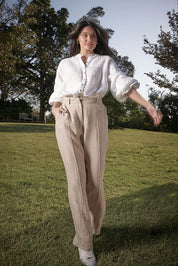 Tailored Linen Pants - Natural