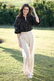 Tailored Linen Pants - Natural