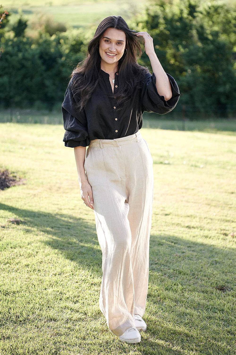 Tailored Linen Pants Natural Tutto Bello