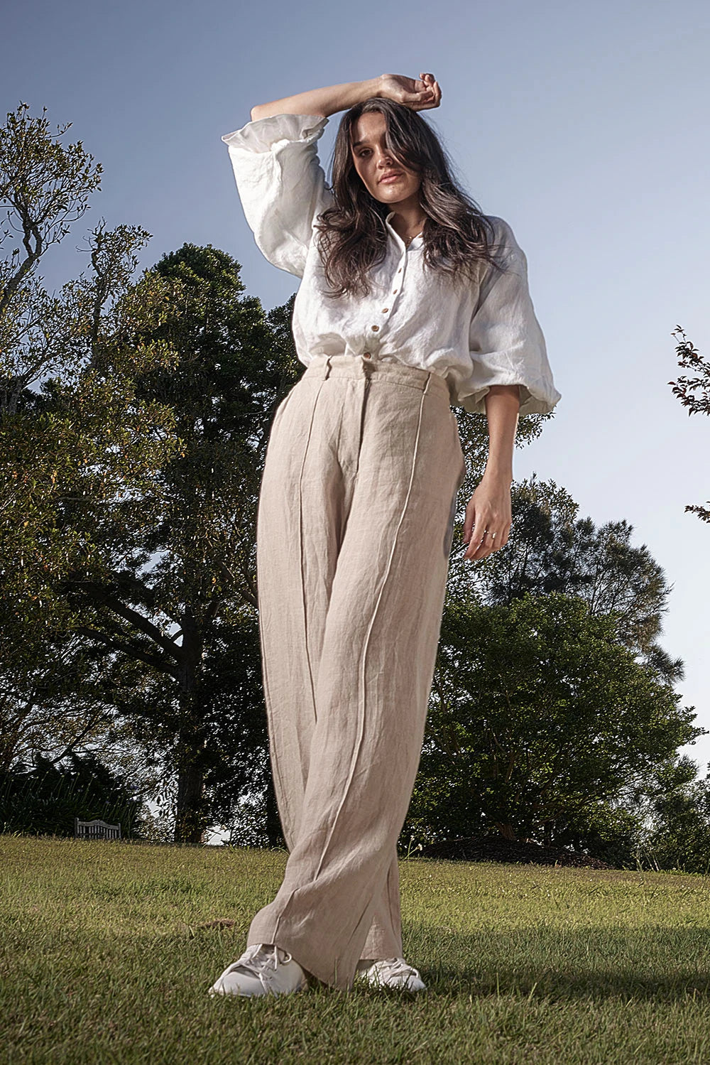 Tailored Linen Pants - Natural