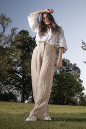 Tailored Linen Pants - Natural
