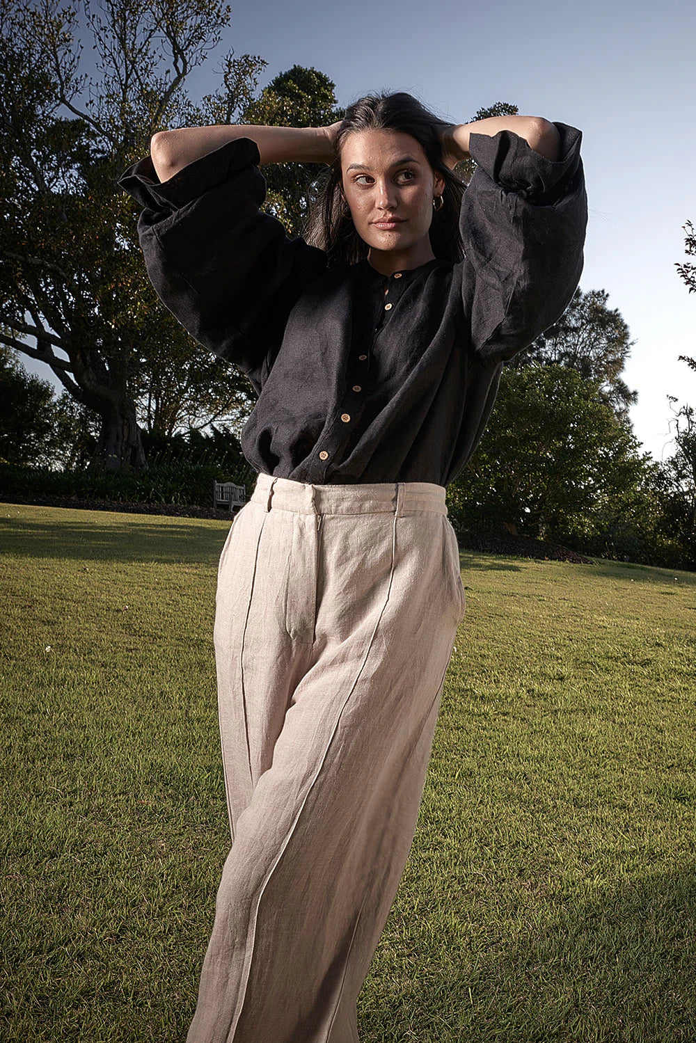 Tailored Linen Pants - Natural