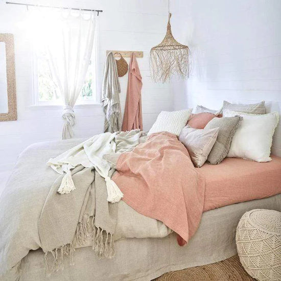 French Linen Quilt Cover - Blush Pink