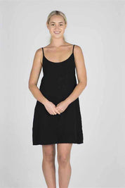 Linen Slip Dress - Black