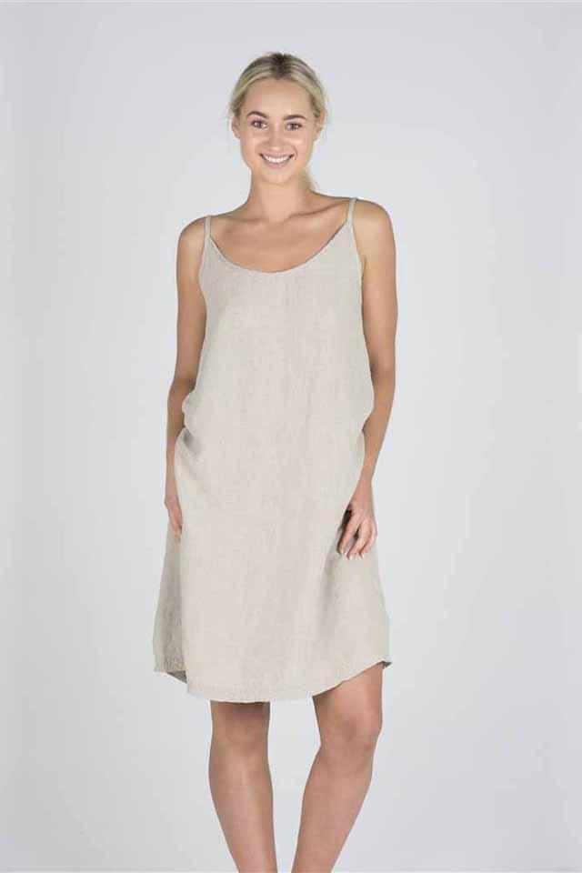 Linen Slip Dress - Natural